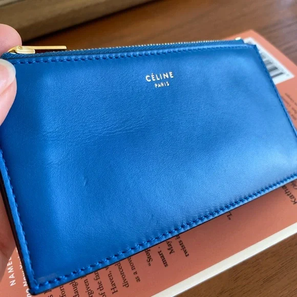 Celine Blue Leather Zip Wallet - Picture 7 of 12